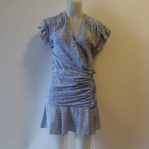 VERONICA BEARD BLUE WHITE FLORAL SILK DRESS 4 *